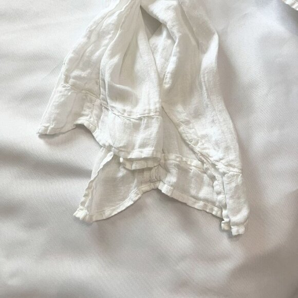 120% LINO WHITE LINEN SILVER GREY MEDALLION PRINT V-NECKLINE SHIFT TUNIC DRESS - Picture 10 of 12